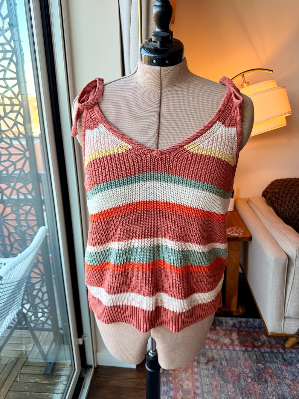 MADEWELL Striped Grandfield Tie-Strap Sweater Tank